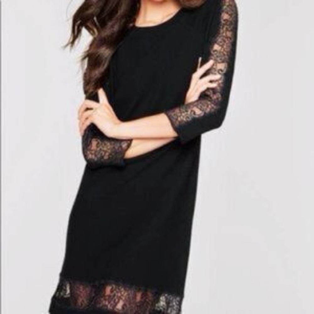 Milly Lace Trim A-Line Sweater Dress